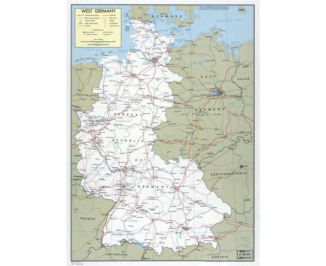 mapa da Alemanha ocidental com cidades
