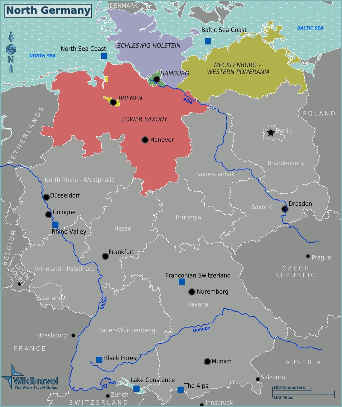 mapa da Alemanha costa