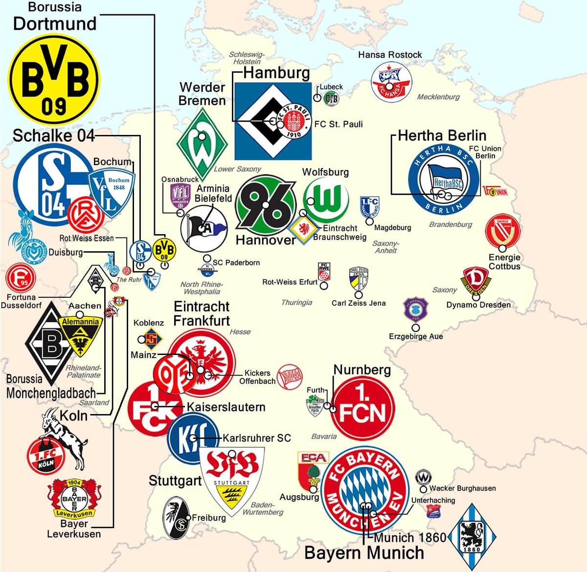 mapa da Alemanha estádio