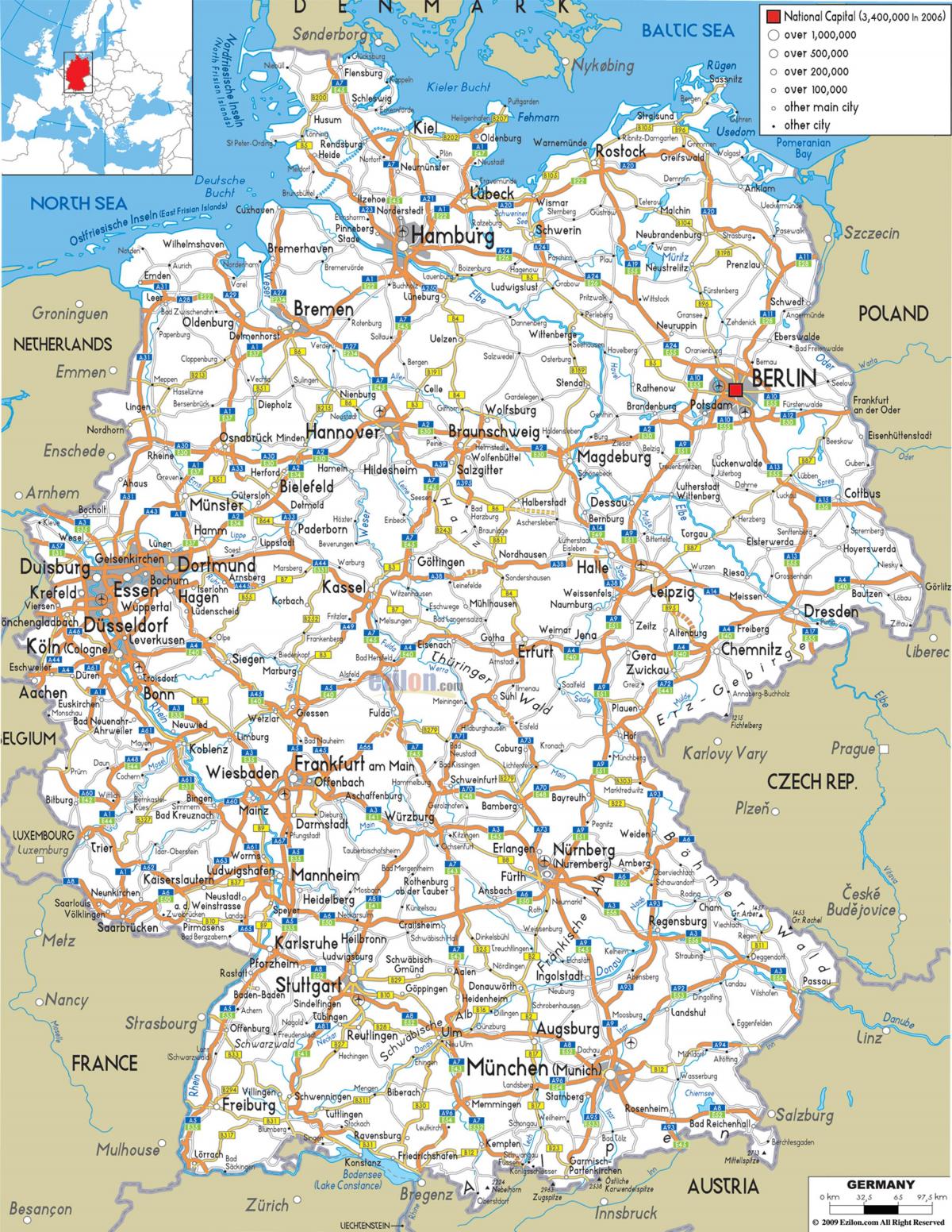 mapa da Alemanha transporte