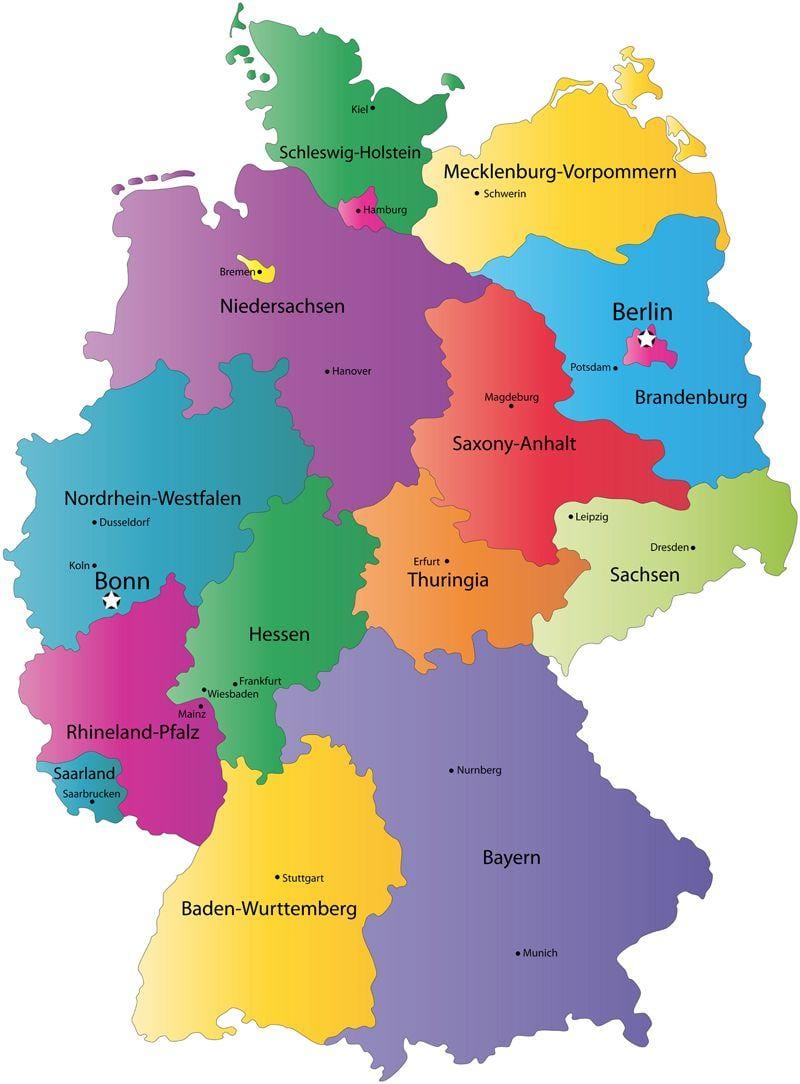 mapa da Alemanha, estado