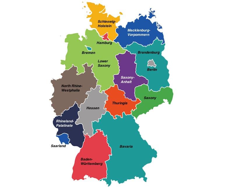 Alemanha, regiões de mapa de