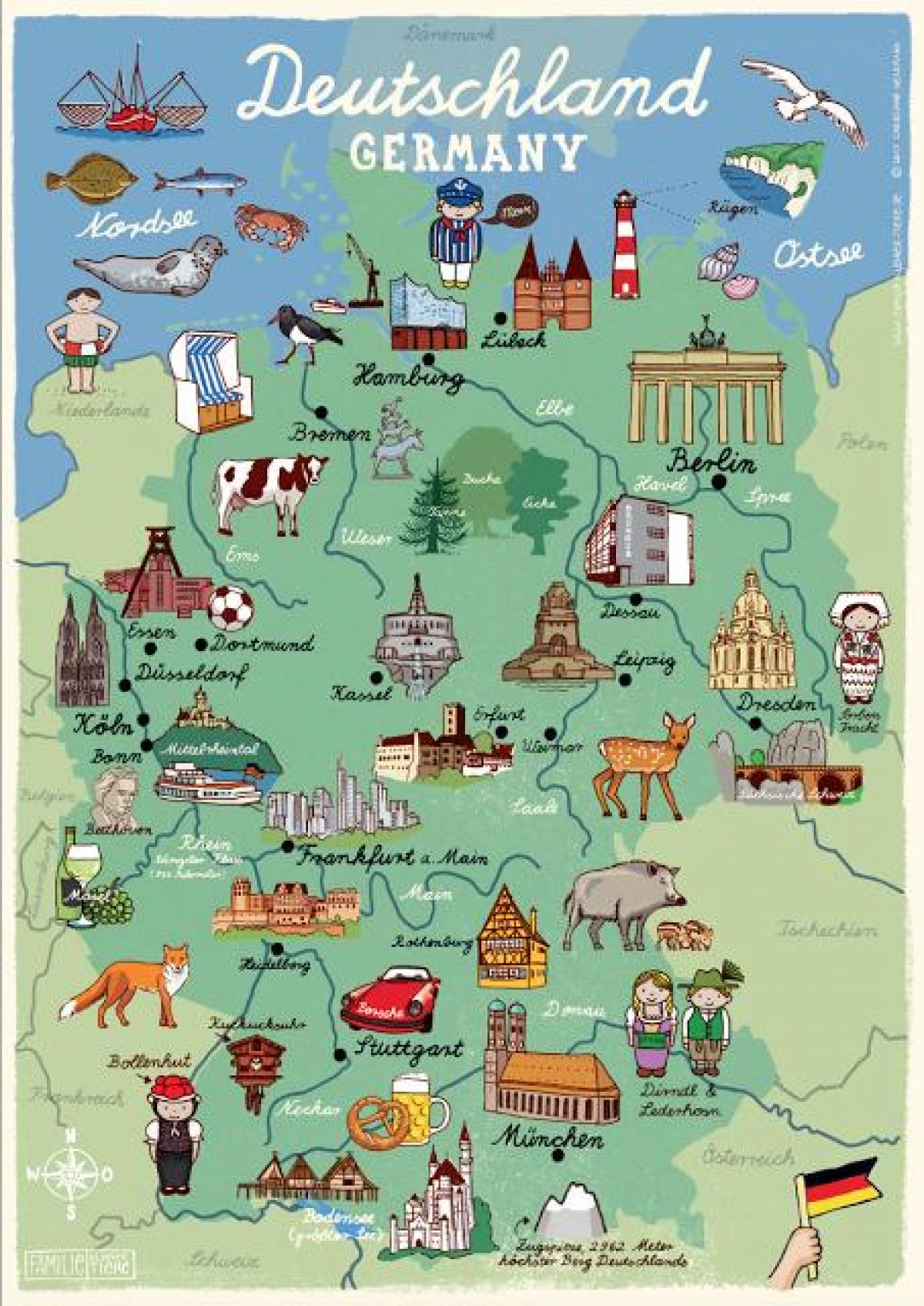 Alemanha mapa de destinos turísticos