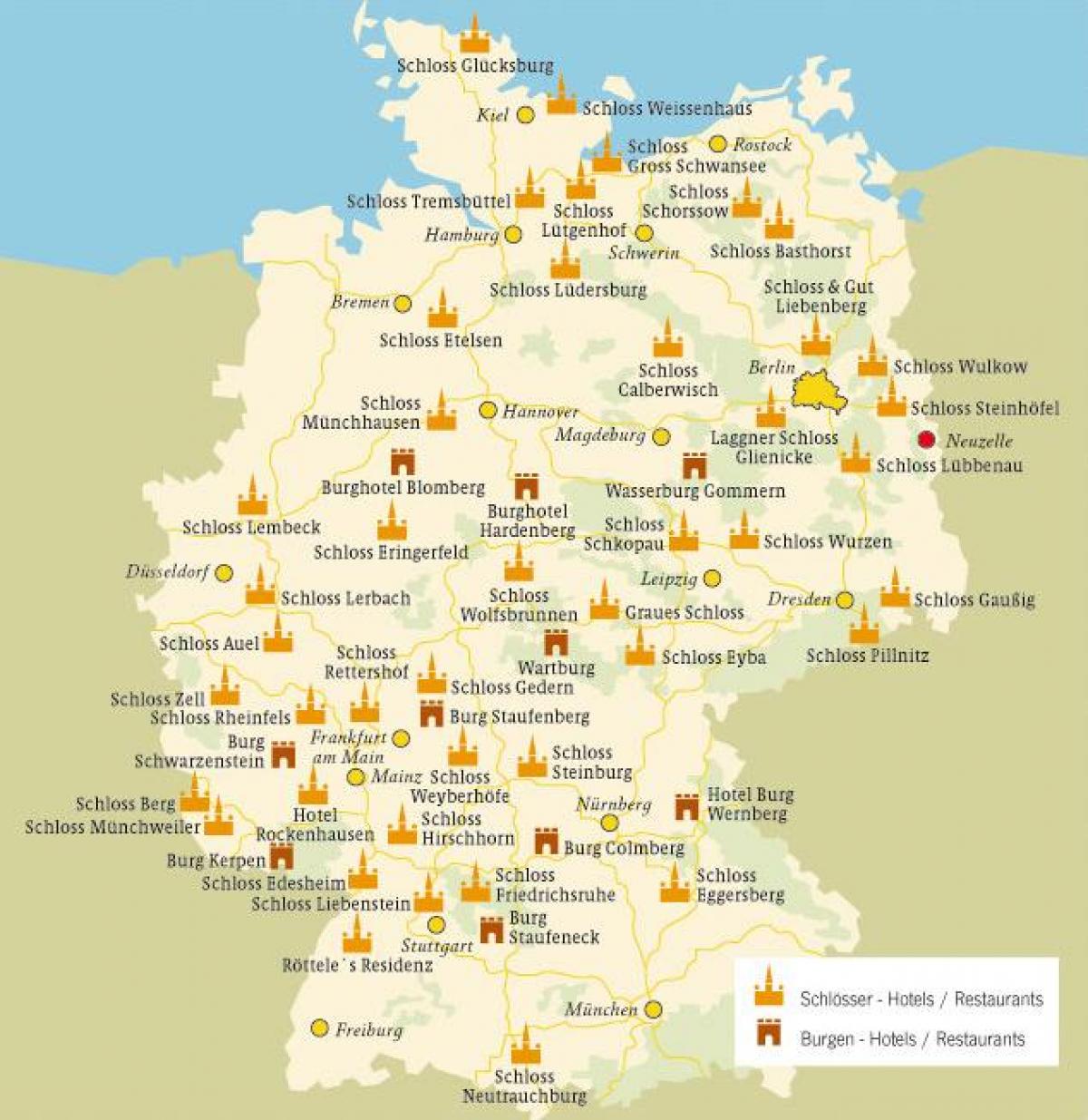 mapa da Alemanha castelos