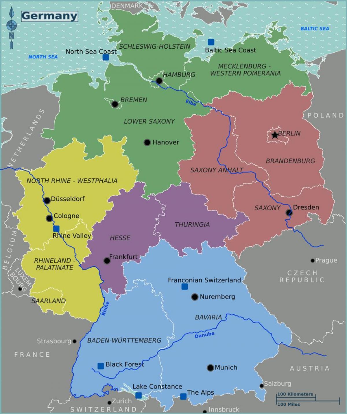 Mapa da Alemanha - Mostre-me um mapa da Alemanha (Europa Ocidental - Europa)
