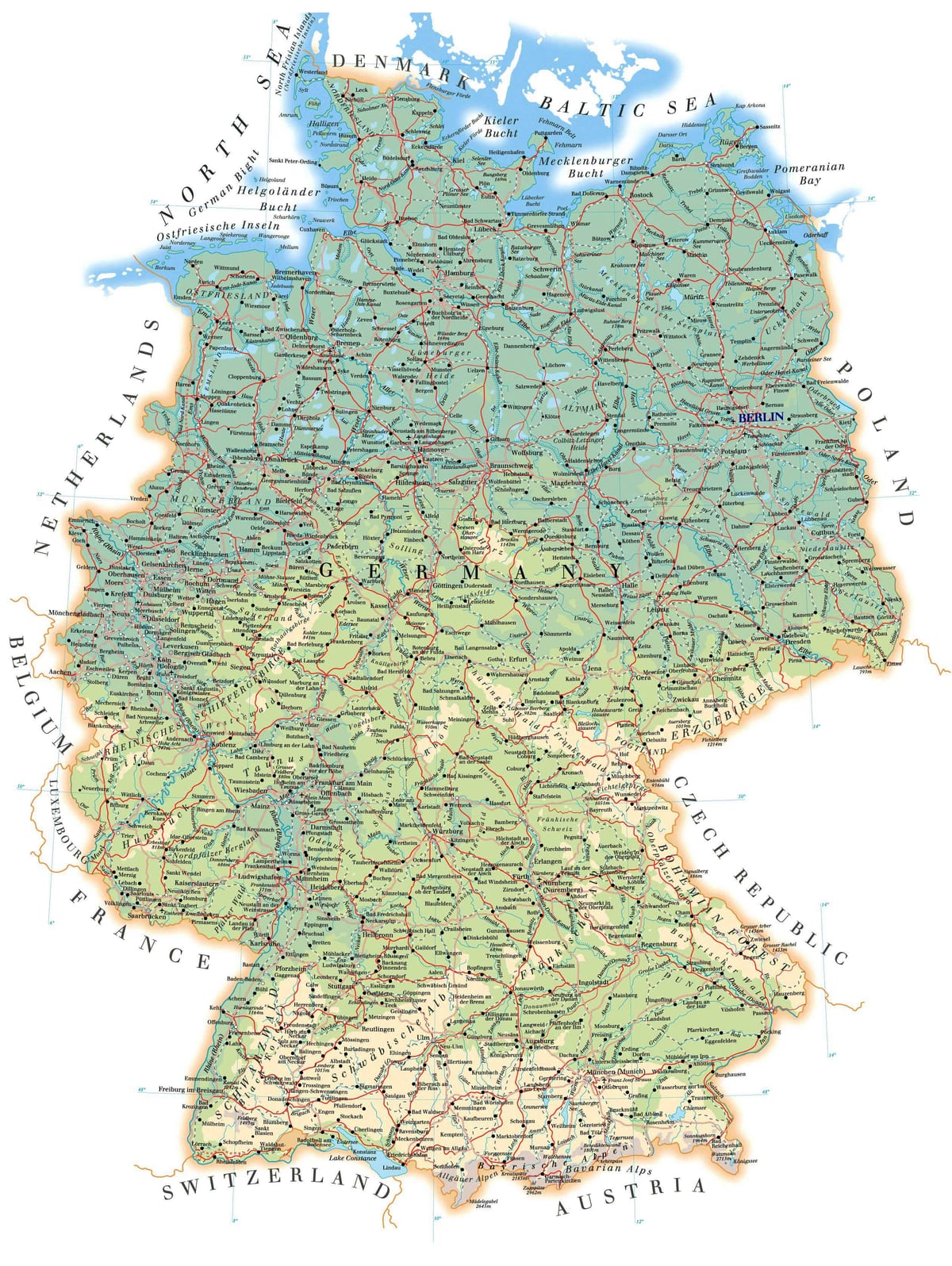 rotulado mapa da Alemanha