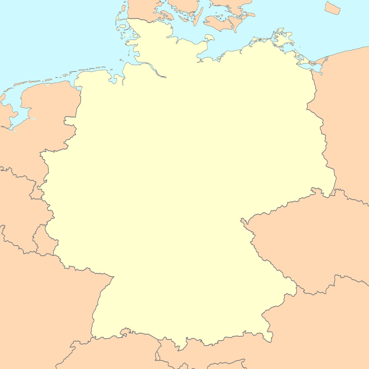 mapa da Alemanha em branco