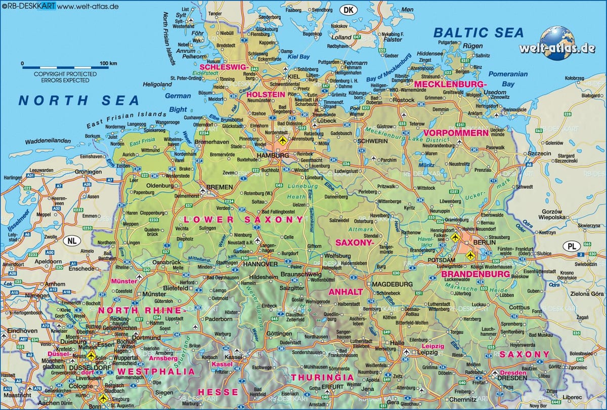 mapa da Alemanha do norte