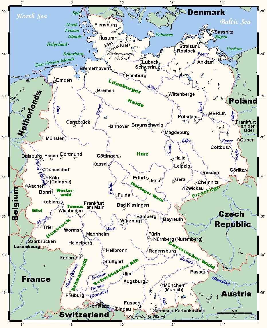 mapa da Alemanha rios