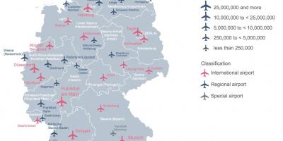 Mapa da Alemanha, mostrando aeroportos