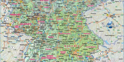 Mapa do sul da Alemanha