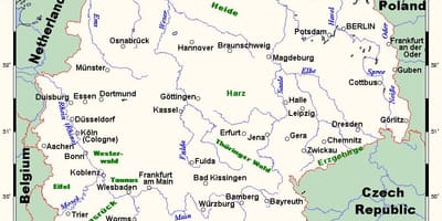 Mapa da Alemanha rios